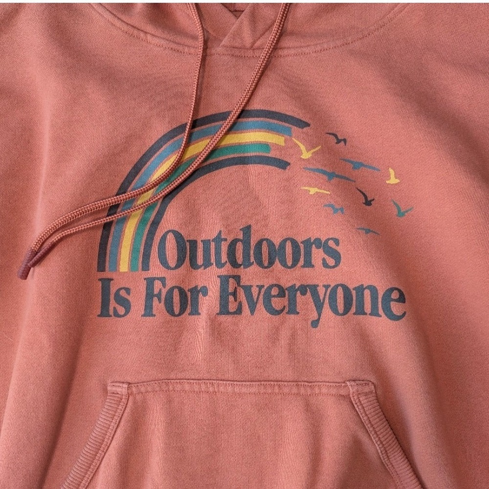 Merrell Hoodie Women XL Terracotta Outdoors Is For Everyone Rainbow Graphic
